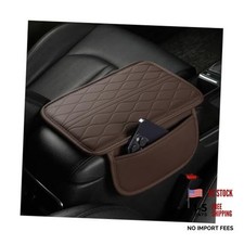 Car Center Console Cover, Leather Vehicle Armrest Seat Box Pad Cushion Coffee