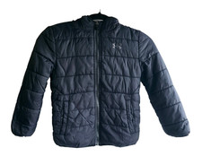 Under Armour Boys Reversible Puffer Jacket Youth Size 6 Black Gray Winter Coat