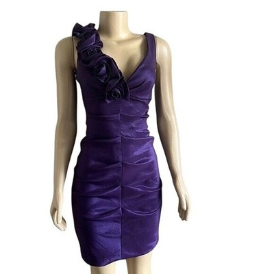 open lace back dress Xscape Women's Ruffled One-Shoulder Scuba Gown - Midnight
