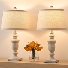 SAIWEYA 23" Farmhouse Table Lamps Set of 2, 3-Way Dimmable with 2 LED Bulbs