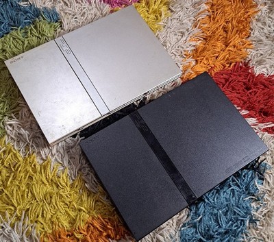 PS2 Playstation 2 Slim Consoles ''Parts Only'' BOTH X2 Silver, READ DESCRIPTION