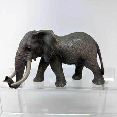 Schleich African Elephant Figure Gray Male Wildlife Zoo Animal Trunk Down 2011