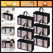 6 Pack DVD Storage Bags - Clear PVC Media Organizer, Zippered, Stackable Holder