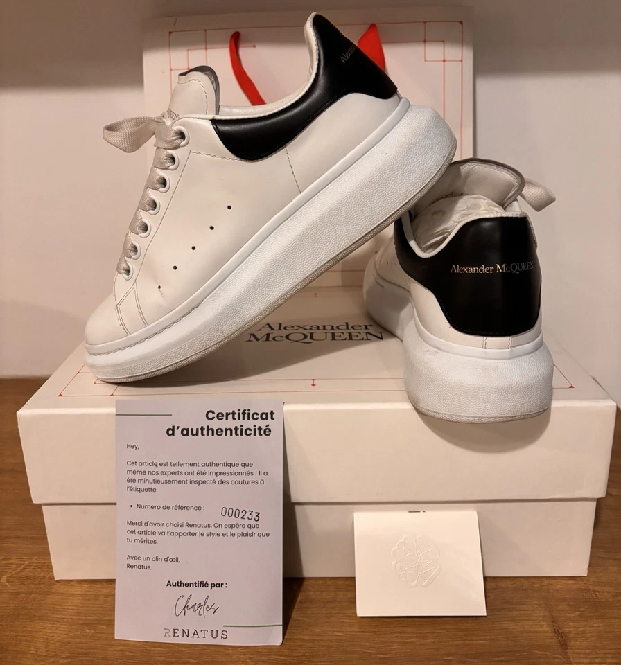 👟 Authentiques ALEXANDER McQUEEN Taille EU39 -Sneakers Oversize Blanc / Noir - Photo 1/4