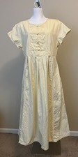 Vintage FADS Yellow Cotton Short Sleeve Cottagecore Dress Size 16