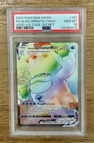 2020 Pokémon Galarian Darmanitan VMAX 187/185 Holo Secret Rare PSA 10 NEW CERT