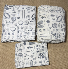 RH Child  Baby Sheet Set Sports Blueprint FULL 3 pc Restoration Hardware Sheets