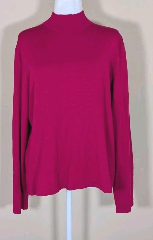 Pursuits Ltd 73 % mezcla de seda para mujer XL magenta cuello falso manga larga Foto 2 de 4