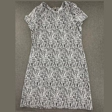 Calvin Klein Shift Dress Round Neck Short Sleeve Size 12 Black & off White