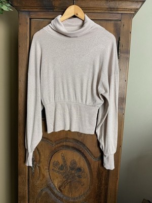 FREE PEOPLE Women s Size S Glam Sweater Sparkle Cowl Neck Metallic Pullover