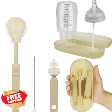 Portable Baby Bottle Brush Set Light Yellow 5-in-1