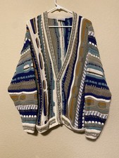 Vtg IL Dante Australia Coogi Style Wool 3D Knit Sweater Cardigan Rare Men  s L