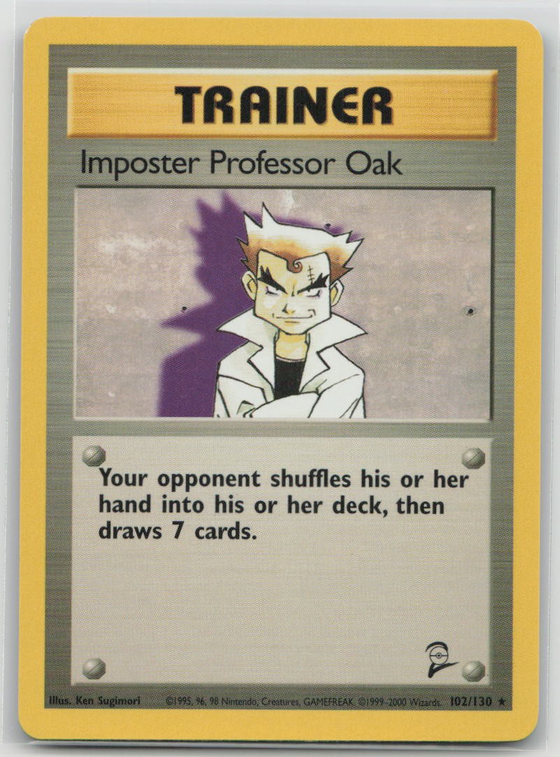 Imposter Professor Oak 102/130 Rare Base Set 2 Pokemon Lightly Played