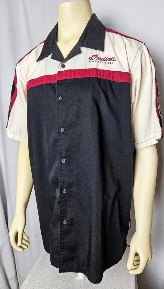 Camisa para hombre Indian Motorcycle abotonada manga corta bordada talla L Foto 3 de 4
