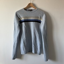 Vintage Monsoon jumper size Medium striped blue lambwool 90s indie M