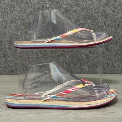 Roxy Women s Size 9/10 Flip Flop Sandals Multicolor Striped Beach Pool