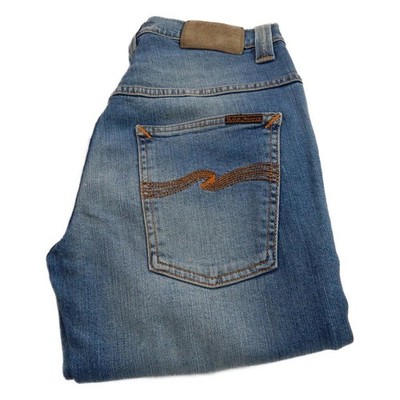 Nudie Thin Finn Indigo Shuffle Slim Jeans Waist 29 Leg 32 W29 L32 Zip Fly (Q7093