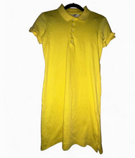 Workshop Republic Clothing Yellow Cotton Knit Shirt Dress Collared S Knee