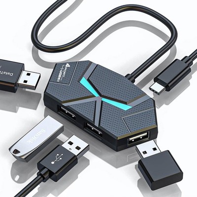 USB Hub 4 Ports, Multiple 3.0 Splitter with 4 Ports - 3.9ft, Black 