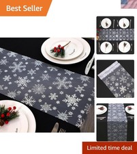 Luxurious 2 Pcs Silver Snowflake Table Runners, Perfect for Winter Celebrations