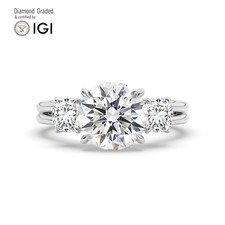 Round Diamond Trilogy Ring Platinum Labgrown 4 Ct Solitaire