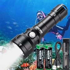 Powerful Underwater 394ft Scuba Diving LED Flashlight Dive Torch Lamp Waterproof