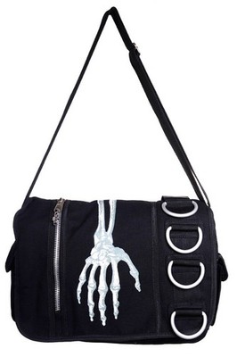 Schwarze Skelett Hand Gothic Punk Schultertasche Messenger Unisex Tasche BANNED Apparel