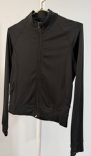 Capezio Black Zip Up Dance Jacket Womens Medium Nylon Spandex Athleisure Fitted