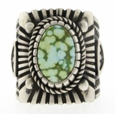 11.75 - Natural Sonoran Turquoise Gold Ring By Navajo Artist Albert Jake