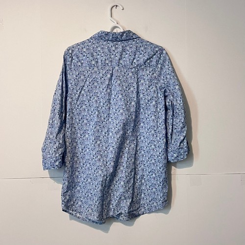 Faded Glory Girls Tunic Shirt Size L (12-14) Blue Floral Chambray Roll Tab - Picture 5 of 6