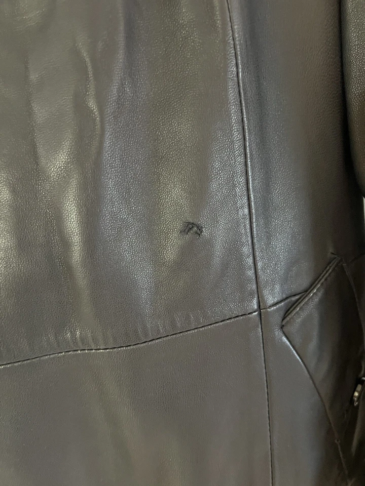 Joe’s Lambs Leather Soft Mid Length Navy Coat Womens Size Small $1200 - Image 2 of 4