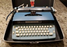 Vintage Two Tone Blue SCM Smith Corona Coronet 12 Automatic Electric Typewriter thumbnail