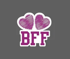 BFF Sticker Hearts Pink Waterproof Best Friends Love Gift NEW