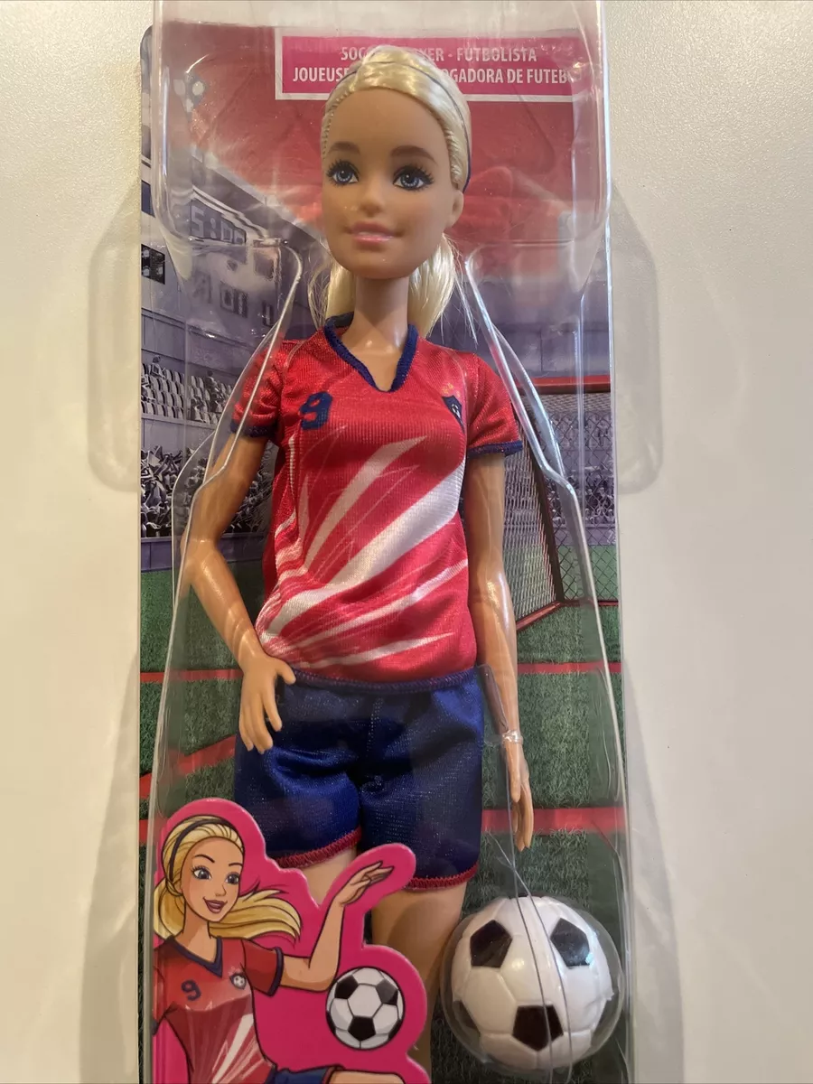 Barbie Doll Soccer Player #9 Blonde Ponytail With Soccer Ball 11 Play Doll