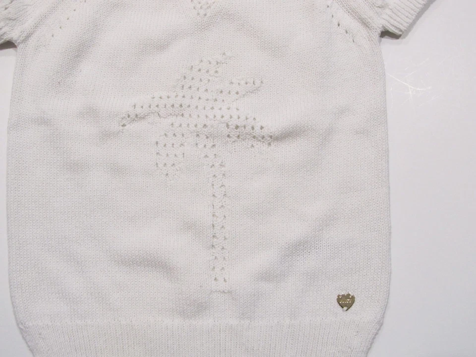 Nuevo con etiqueta Niñas Juicy Couture Blanco Palmera Manga Corta Cuello Redondo Suéter 4 Foto 3 de 4