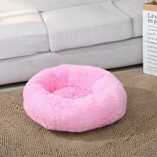 Calming Donut Shaped Pet Bed, Super Soft, Silky Feeling for Dogs and Cats/Pink