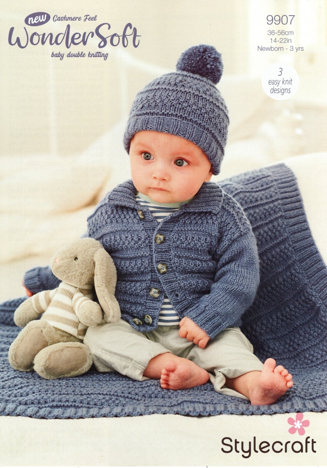 Stylecraft Baby DK Knitting Pattern - 9907 Jacket, Hat & Blanket
