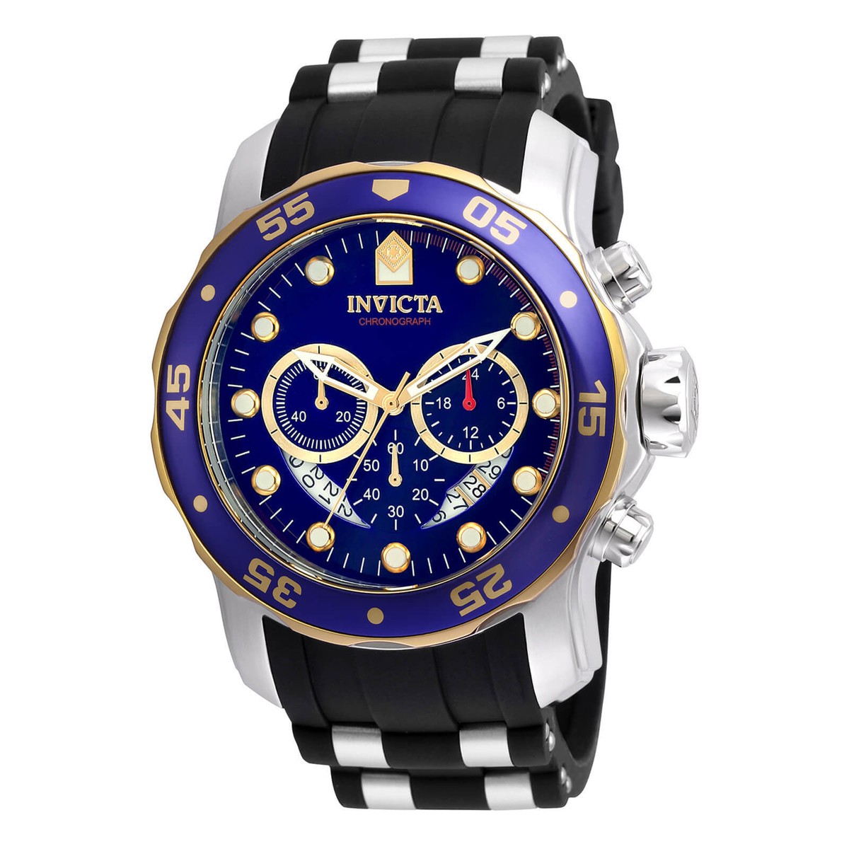 Invicta Men's Watch Pro Diver Scuba Chrono Blue and Gold Tone Dial