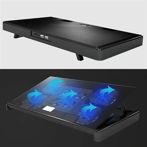 Upgraded Laptop Cooling Pad Slim Stand 11"-17" Notebook PC Led Quiet Cooler Fans - Afbeelding 2 van 12