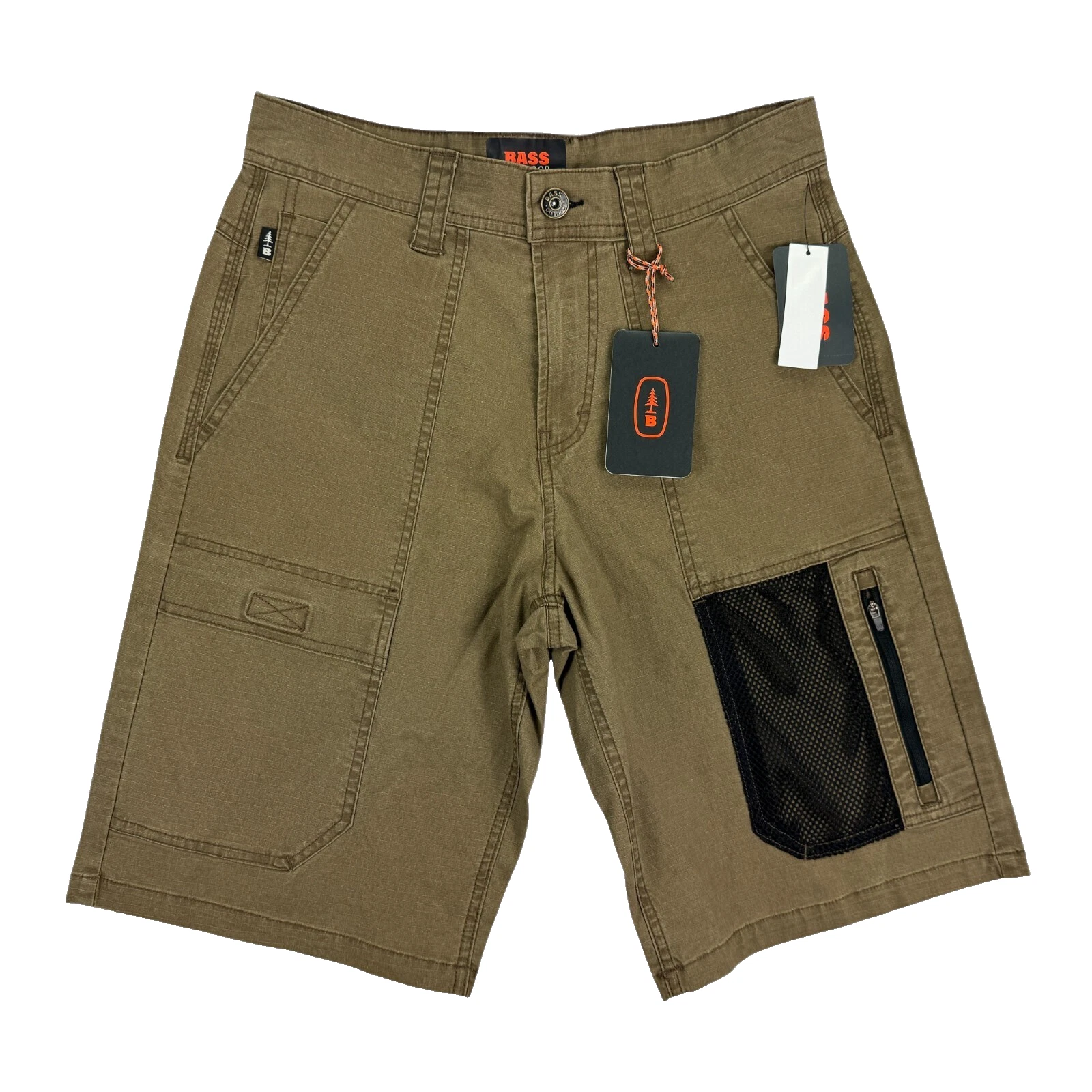 Bass Outdoor Mens Explorer Cargo 11" Shorts , Brown , size- 28..