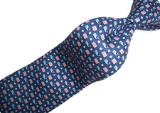   New Vineyard Vines Blue American Flag Silk Tie 60"L x 3.25"W