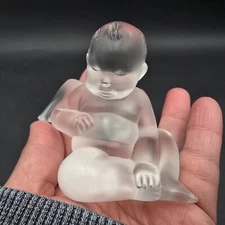 Lalique Crystal France Angel Cherub Figurine 3" Baby Angel Hand Signed AS IS