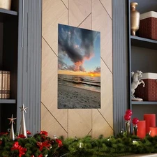 Beach Sunset Matte Poster Art, Coastal Decor, Nature Wall Art, Home Aesthetics,