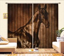 3D Brown Horse ZHUA3734 Animal Photo Curtain Window Blockout Fabric Amy 2023