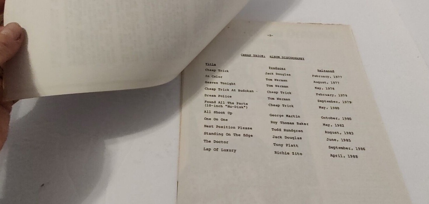 Cheap Trick HUGE Press Release/Photo Package 1977-1980 RARE HTF Comita Petersson