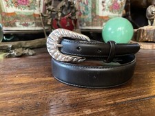 Mex. Taxco Lg Heavy Sterling Silver Belt Buckle Set Nu Calf 1.25-.75  - 28-30   