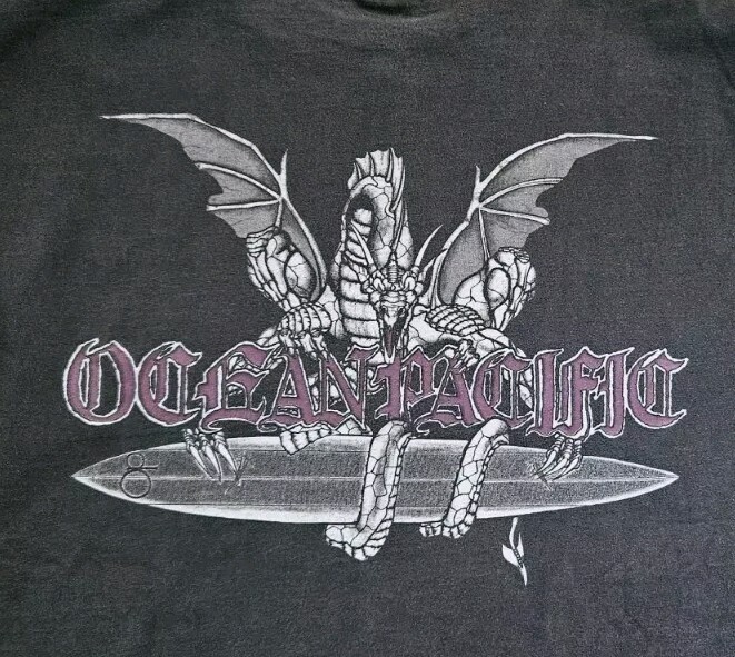 Vintage 80s OP Ocean Pacific Surf Dragon Surfboard T Shirt