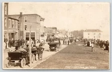 Bellevue IA~Front Street~Hansen's Cash for Eggs~Crowd~Vintage LP# Cars~1915 RPPC