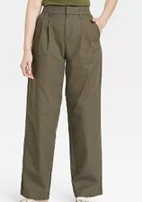 A New Day Women's Straight High Rise 32" Chino Pants, Olive, size 6