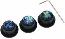 3 Pcs Abalone Top Guitar Bass Knobs Strat LP Metal Knobs for 6mm Shaft Pots